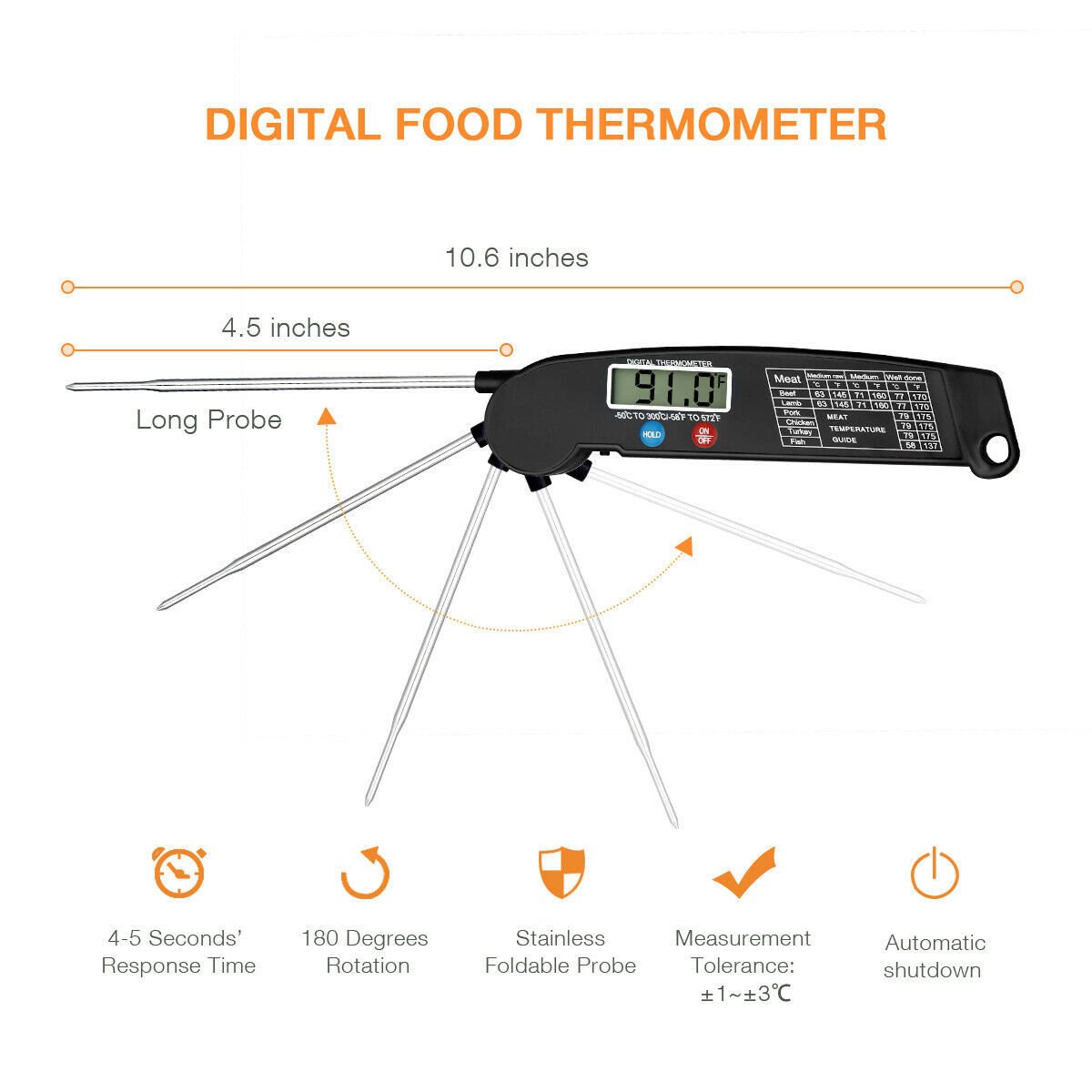 Digital Meat Thermometer Instant Read - 7Ehom